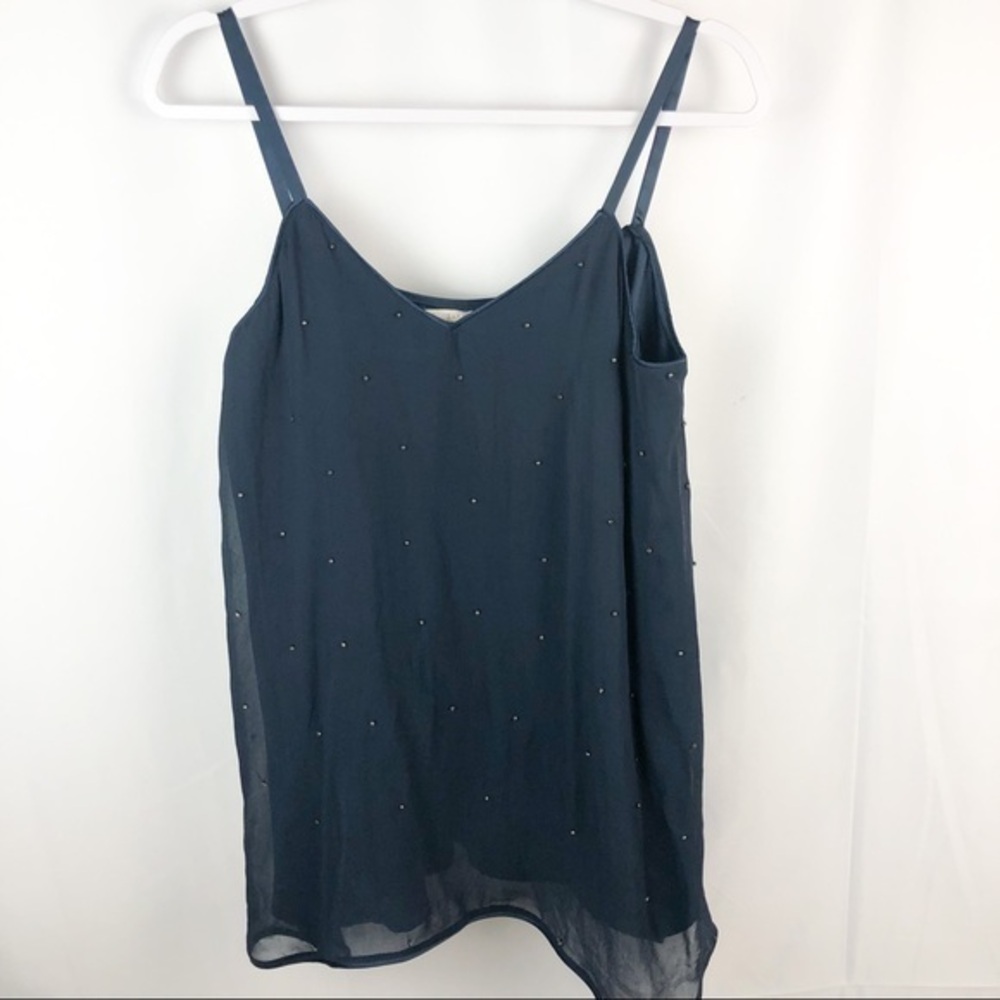 ZARA Basic Blue Beaded Lined Tank Top. EUC.